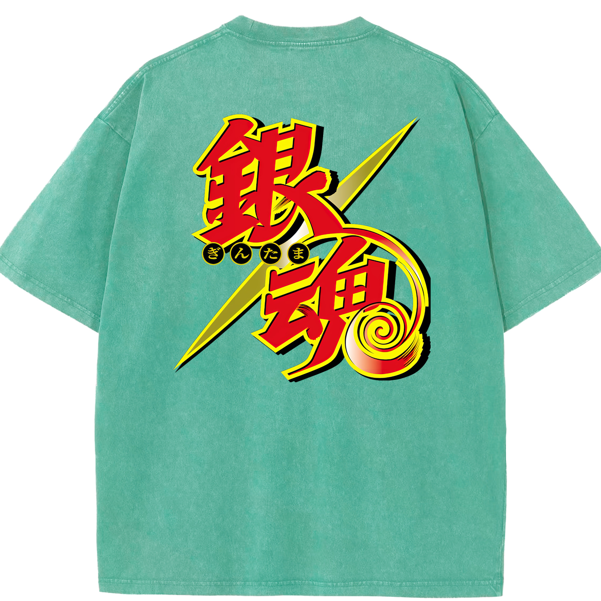（画像用） ぎんたま 坂田銀時（さかたぎんとき） 神楽 志村新八（しむら しんぱち） GINTAMA Sakata Gintoki Kagura Shimura Shinpachi 綿100% ヴィンテージ風 半袖Tシャツ（背面プリント）